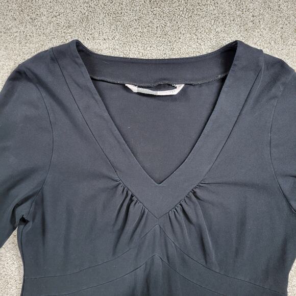 Athleta Senorita Dress Womens L Black Long Sleeve V-neck Stretch Casual Cotton - Picture 4 of 11